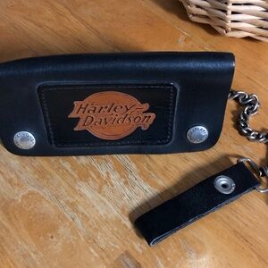Harley-Davidson Black and Brown Leather Chain Wallet
